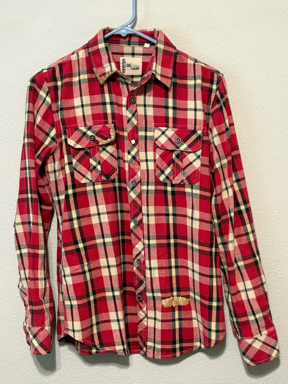 Artisan De Luxe Red Plaid Button-Down Shirt with Chest Pockets - Elite